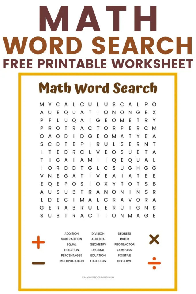 Free Printable Math Word Search Worksheets Lyana Worksheets