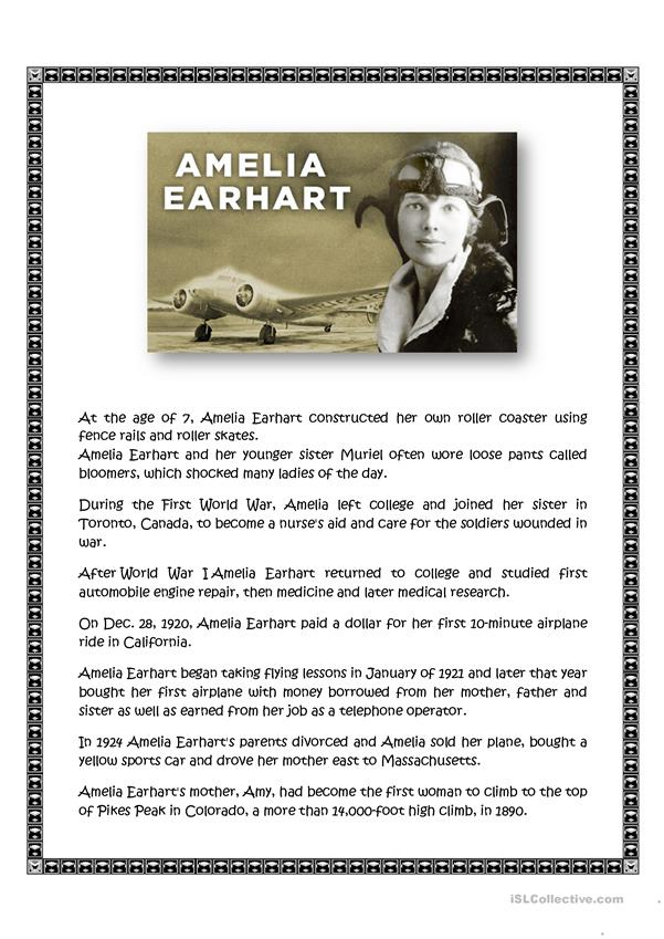 Amelia Earhart Worksheet Free ESL Printable Worksheets Made By Teachers