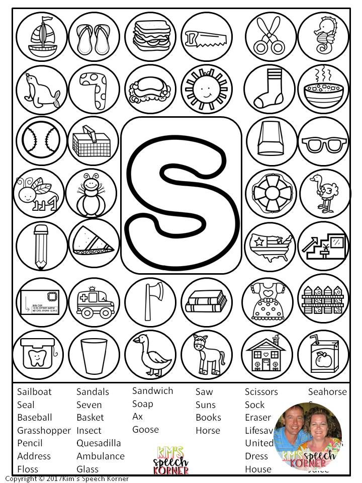 Dot Artsy Articulation Activities Worksheets With Pictures S 