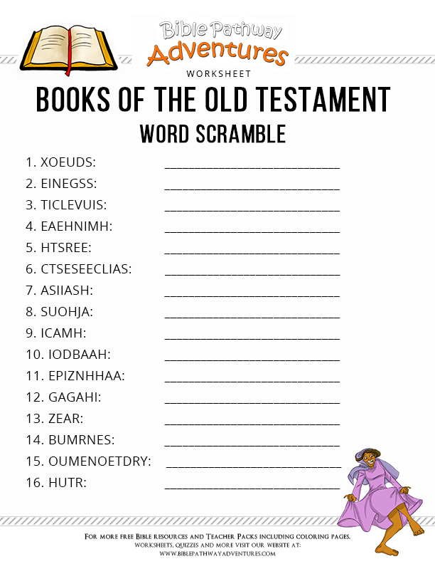 Free Bible Worksheet Books Of The Old Testament Word Scramble Learn 