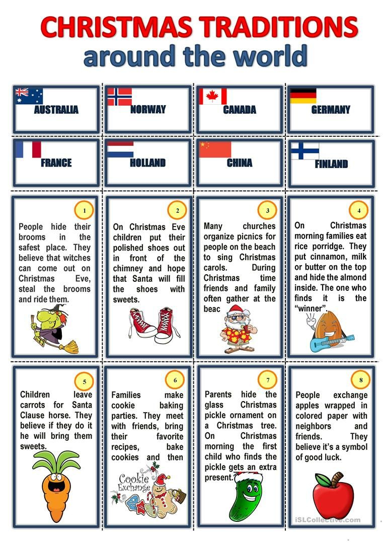 Christmas Traditions Around The World English ESL Worksheets For 