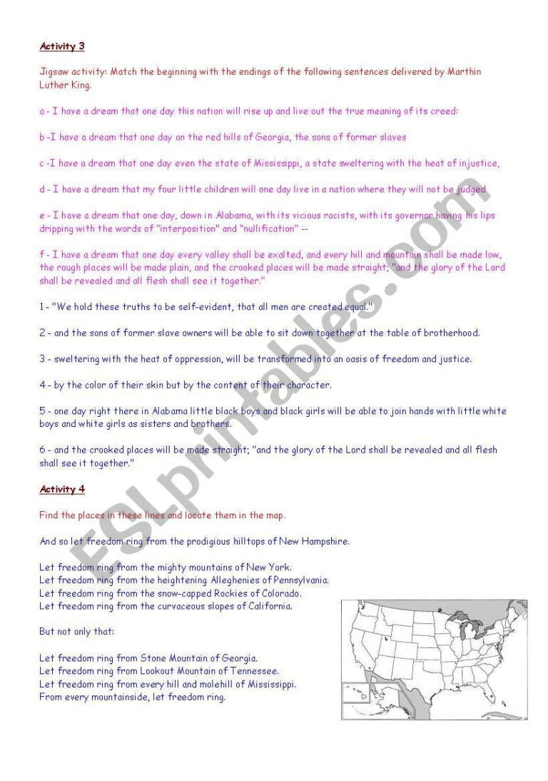 Civil Rights Movement Worksheets Printable-159 | Lyana Worksheets