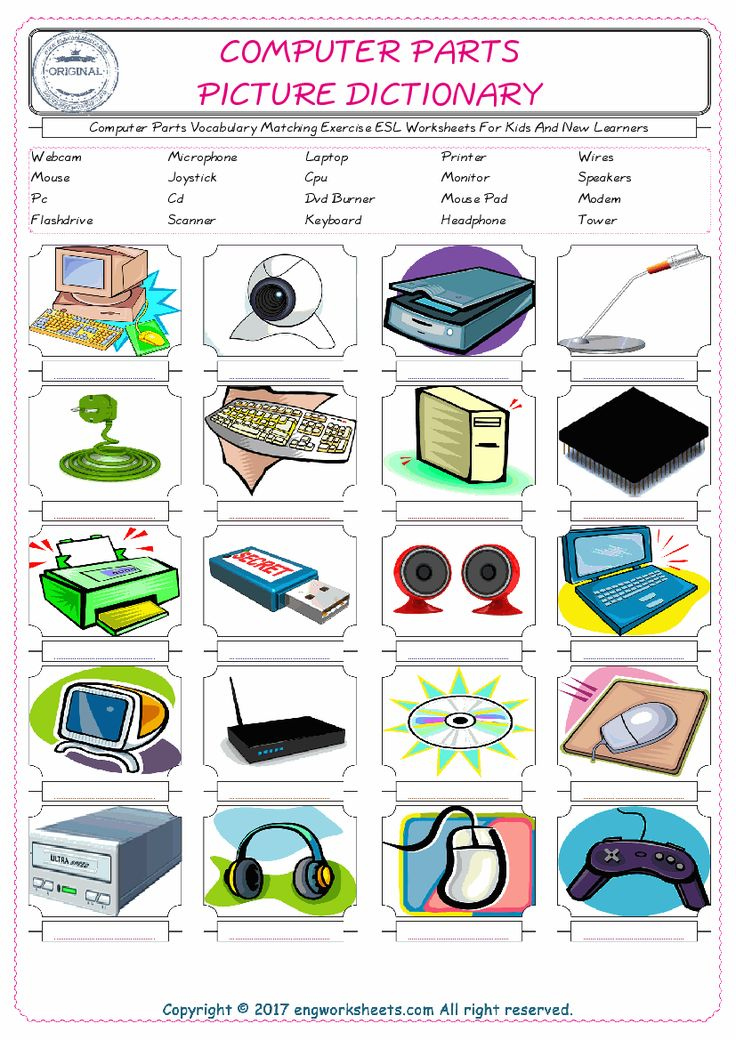 Computer Parts Vocabulary Matching Exercise ESL Worksheets For Kids And 