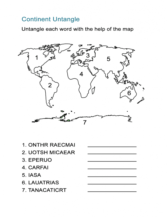 The Continents Worksheets 99Worksheets