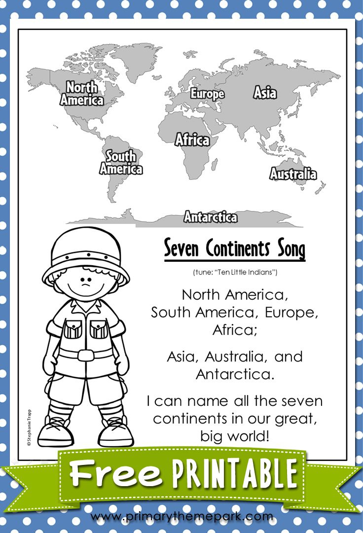 Seven Continents Song Kindergarten Social Studies Homeschool Social 