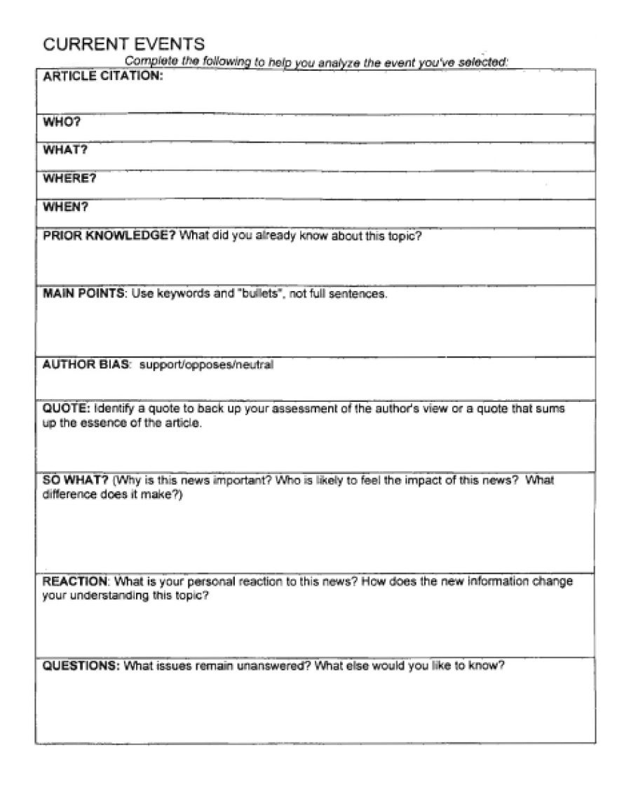 English Worksheets Current Events Current Events Printable Worksheet 