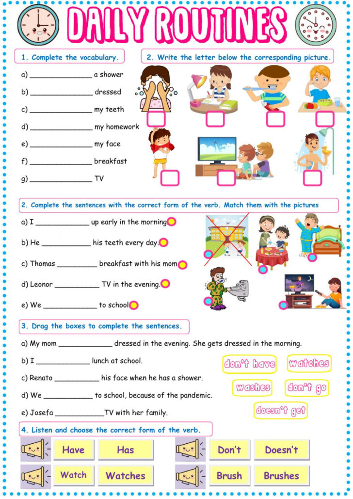 Daily Routines Printable Worksheets 159 Lyana Worksheets