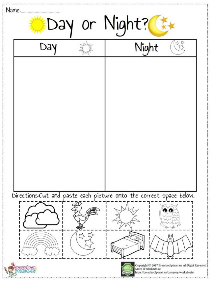 Day And Night Printable Worksheets