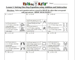 Faceing Math Printable Worksheets
