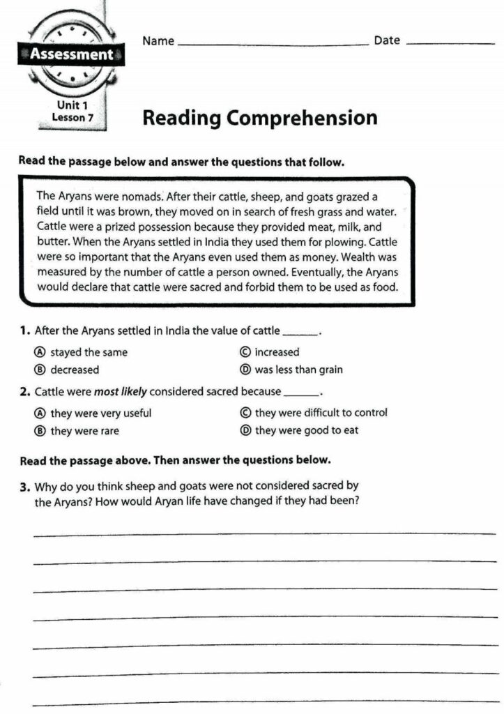 Free Printable 6th Grade Reading Worksheets-159 | Lyana Worksheets