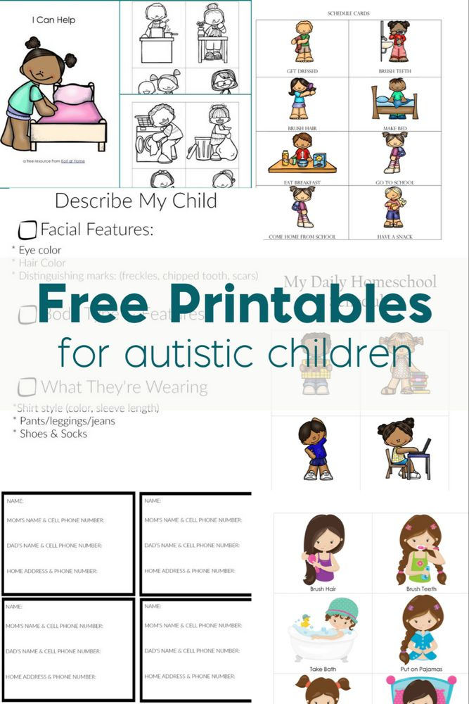 Free Printables For Autistic Children And Their Families Or Caregivers 