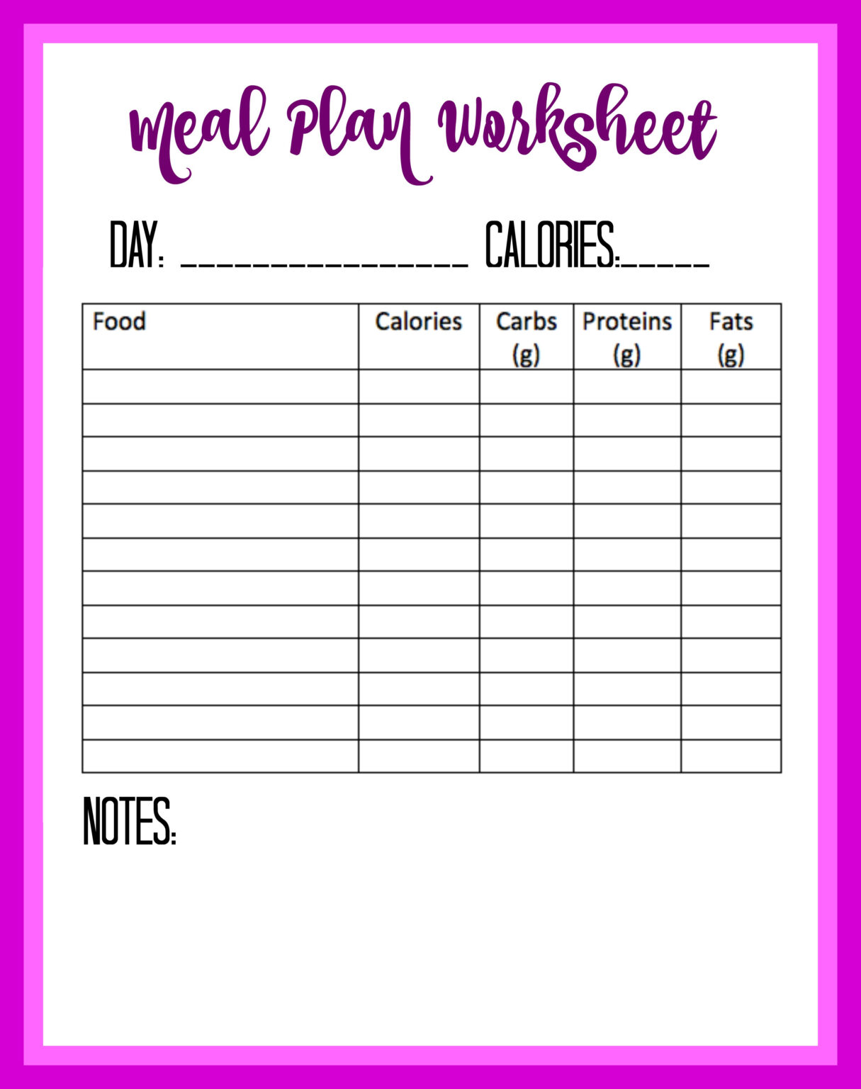 calorie-chart-printable