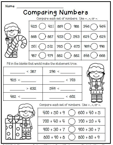 Christmas Math Worksheet Freebie For Second Grade comparing Numbers 