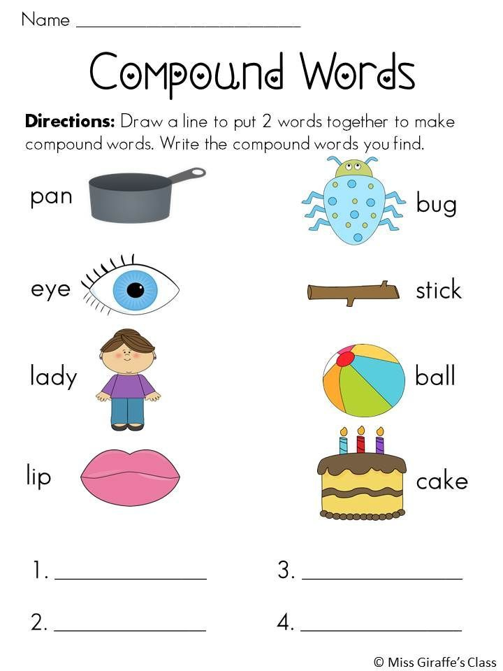 Free Printable Compound Words For 1st Grade Google Search Compound 