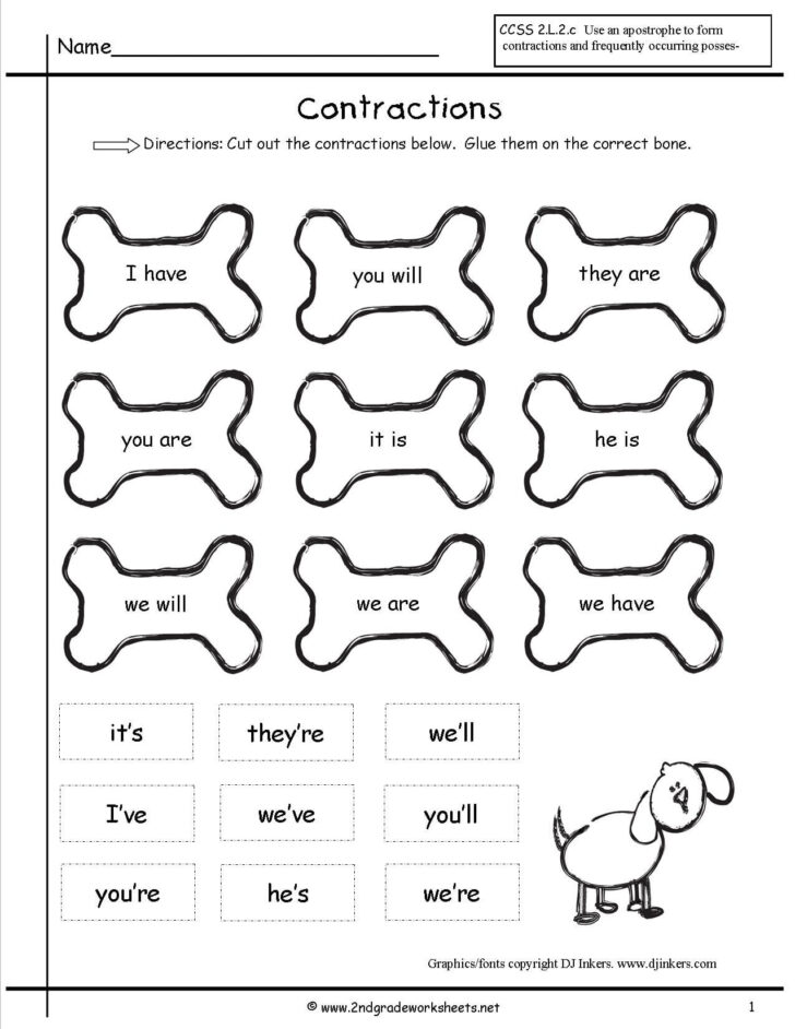 Free Printable Contractions Worksheets-159 | Lyana Worksheets