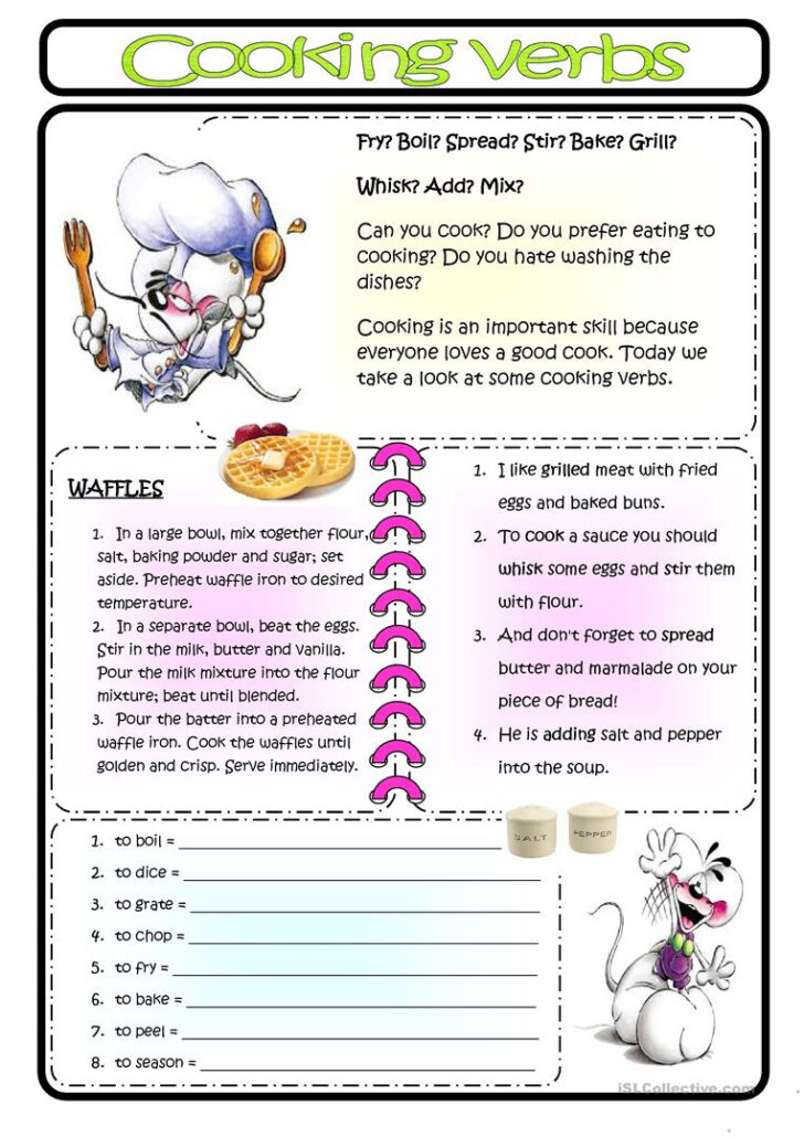 Free Printable Cooking Worksheets For Middle School