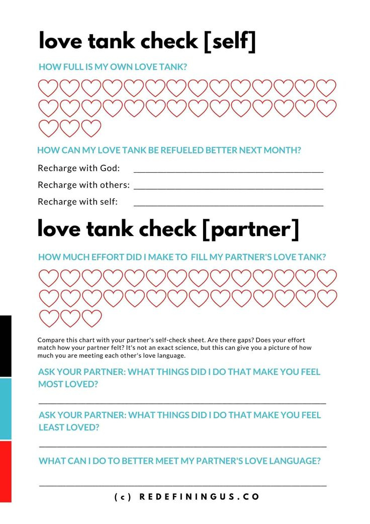 Love Tank Check FREE Relationship Worksheet Couples Therapy 