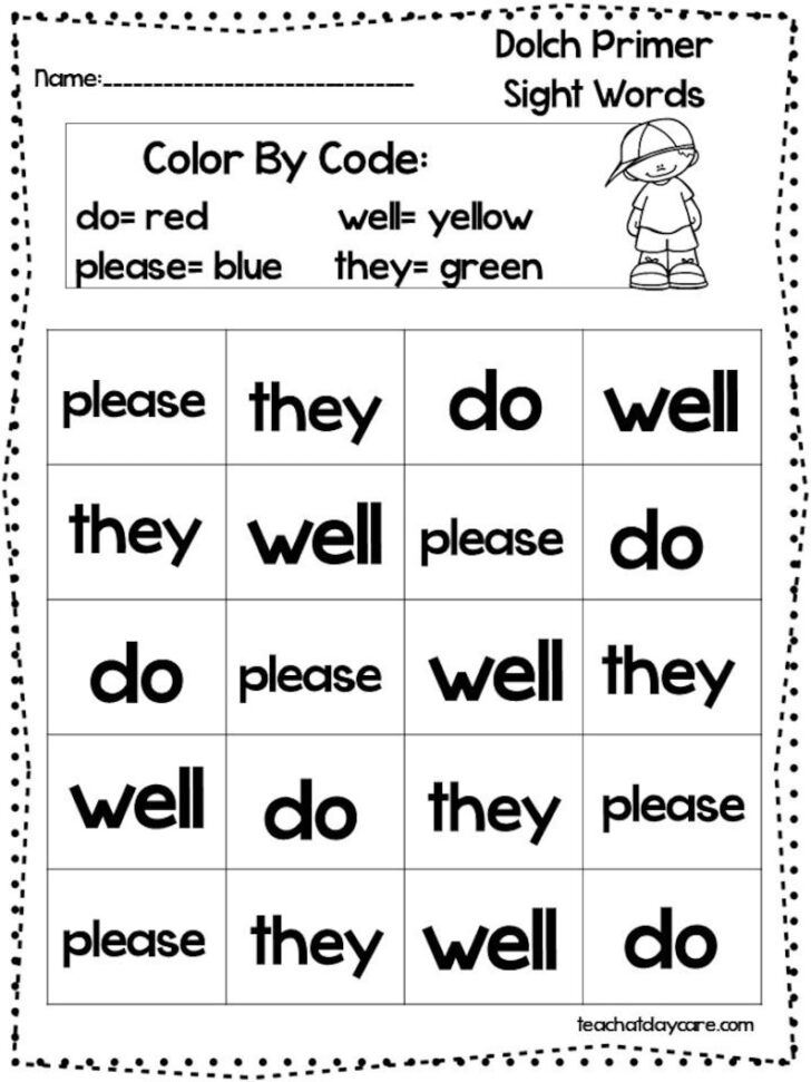 Free Printable Dolch Sight Words Worksheets 159 Lyana Worksheets