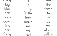 Printable Dolch Word Lists Sight Word Worksheets Pre Primer Sight