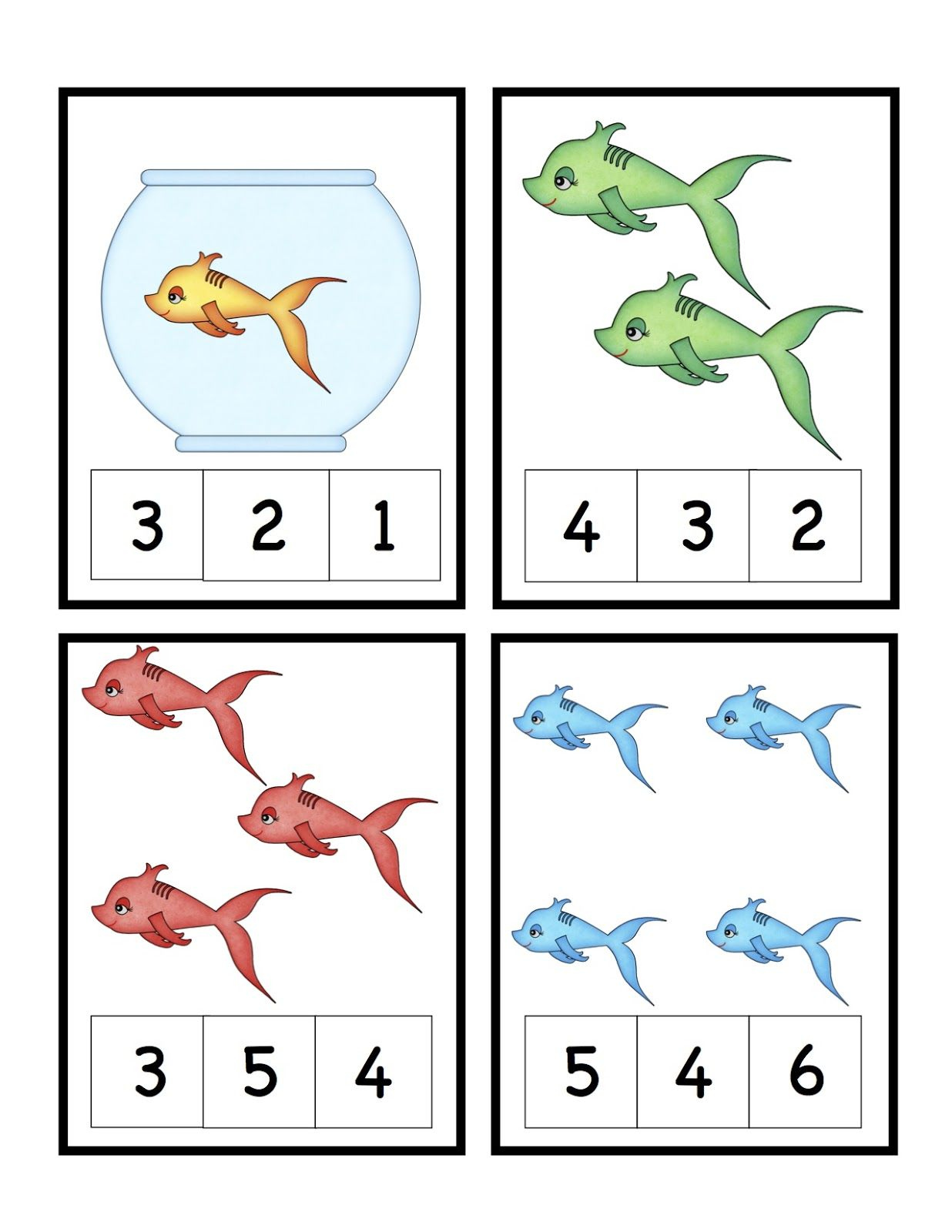 Dr Seuss Theme FREE Preschool Printables Cute Fish Number Printable 