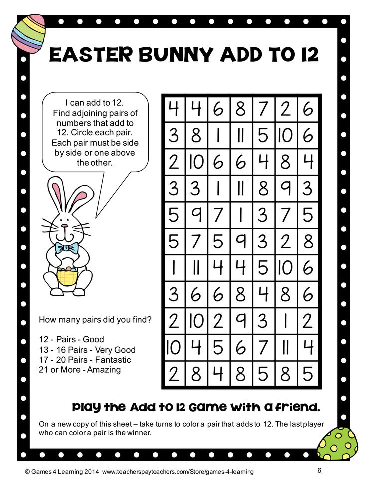 FREEBIES Easter Math Puzzle Sheet And Game From Games 4 Learning 