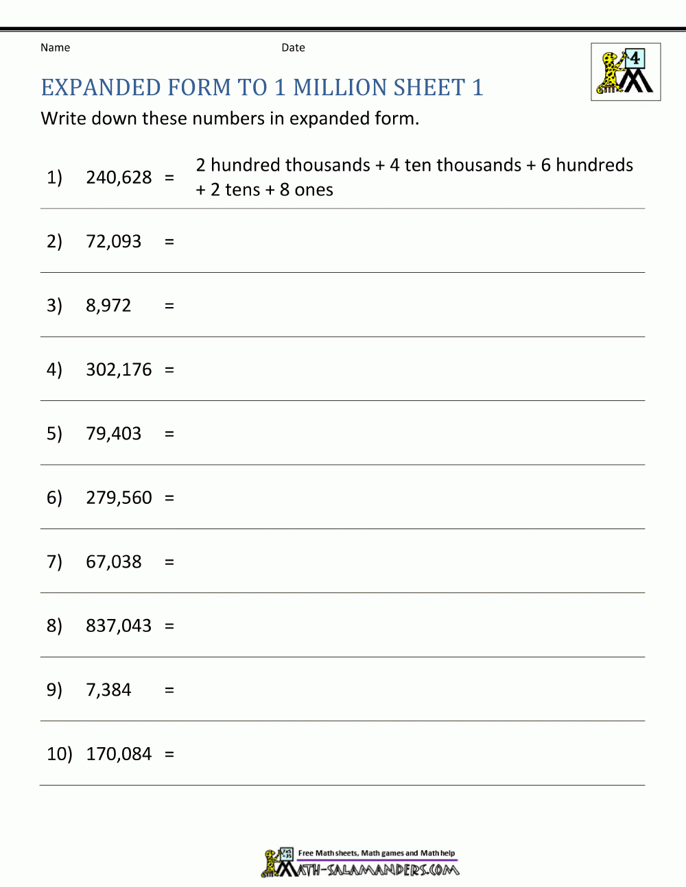 Free Printable Expanded Notation Worksheets Lyana Worksheets