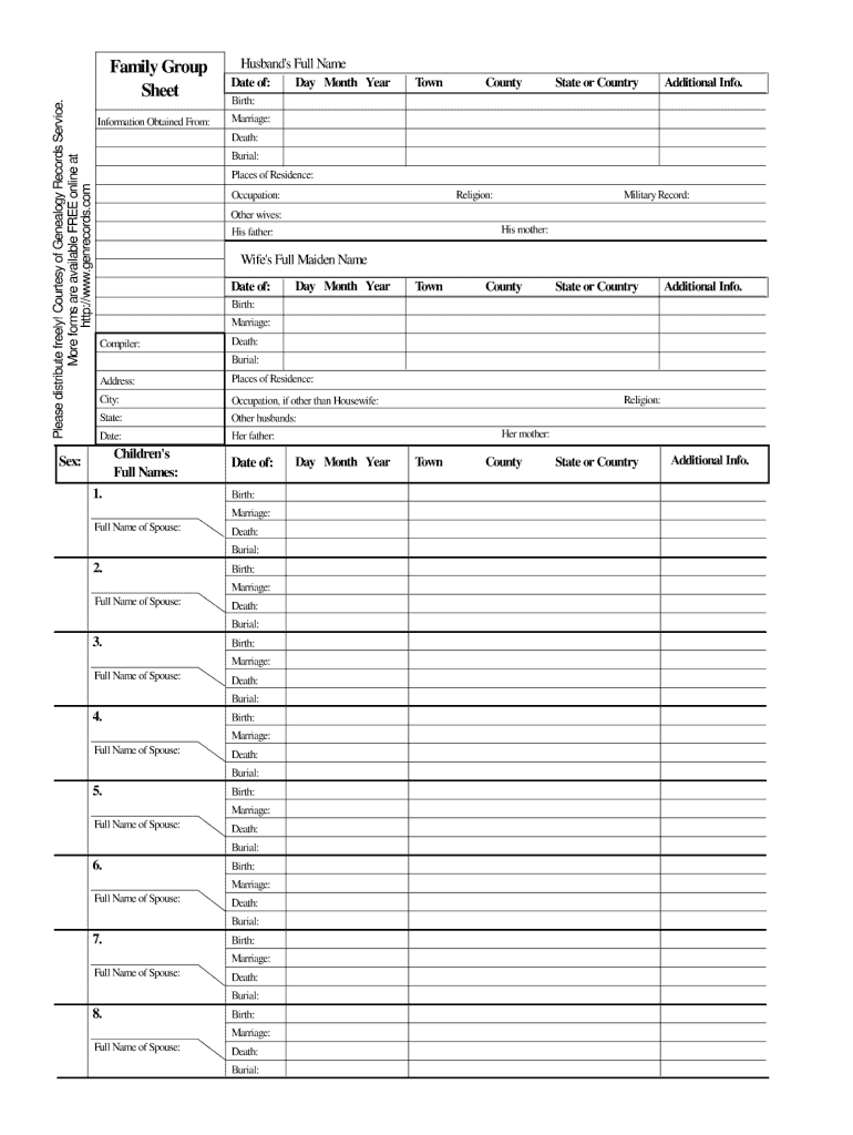Family Group Sheet Fill Online Printable Fillable Blank Db excel
