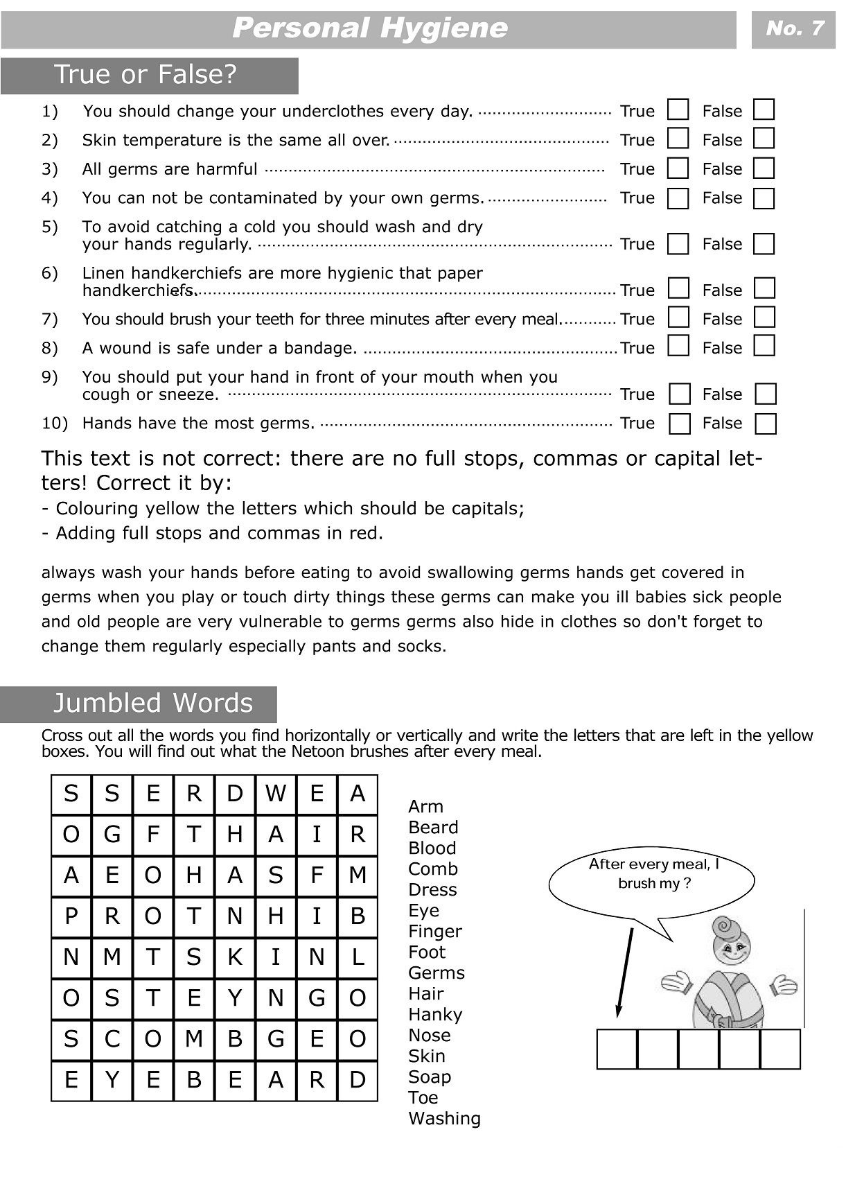 Free Printable Health Worksheets For Middle School Free Printable