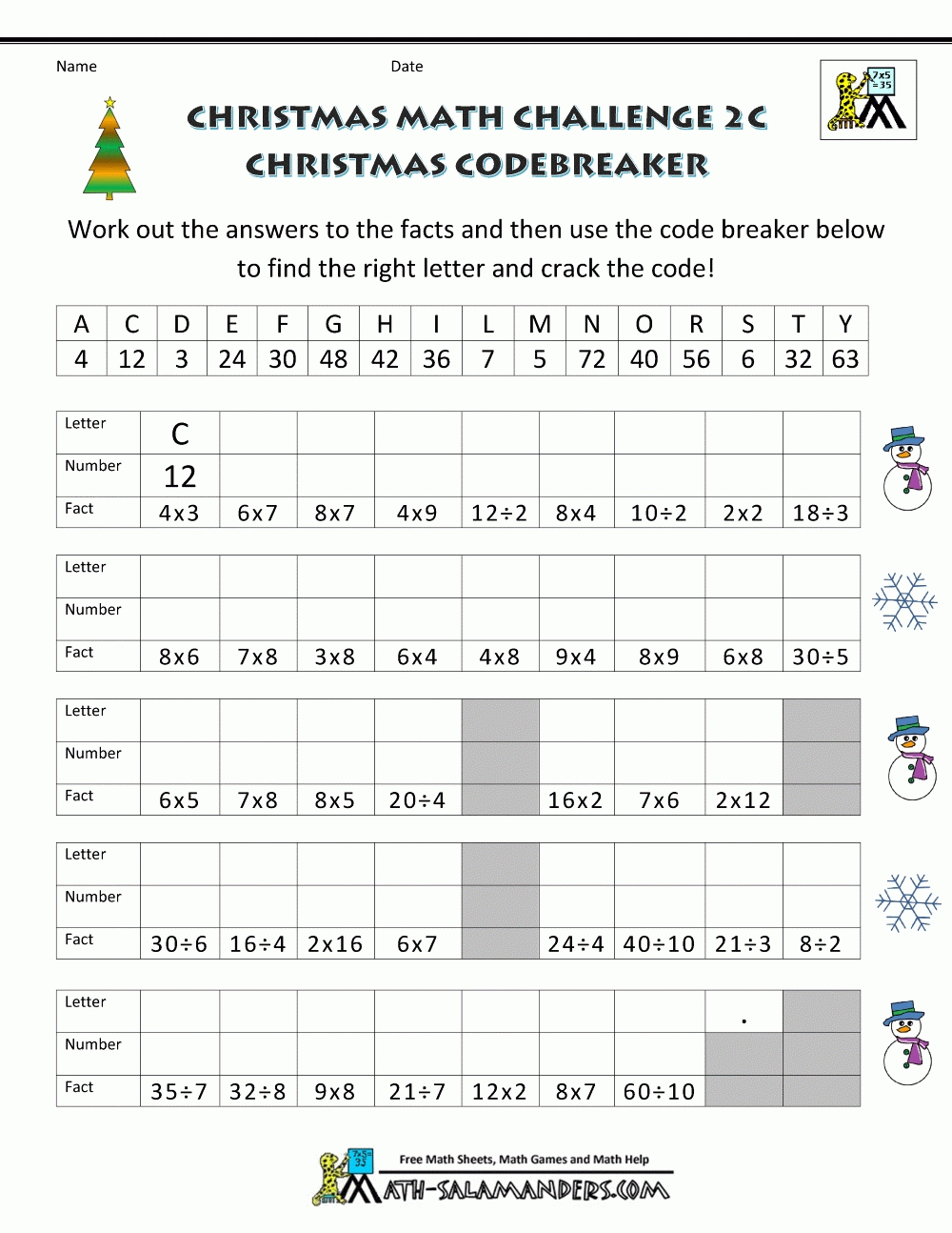 Fun Christmas Maths Worksheets Ks2 Times Tables Worksheets