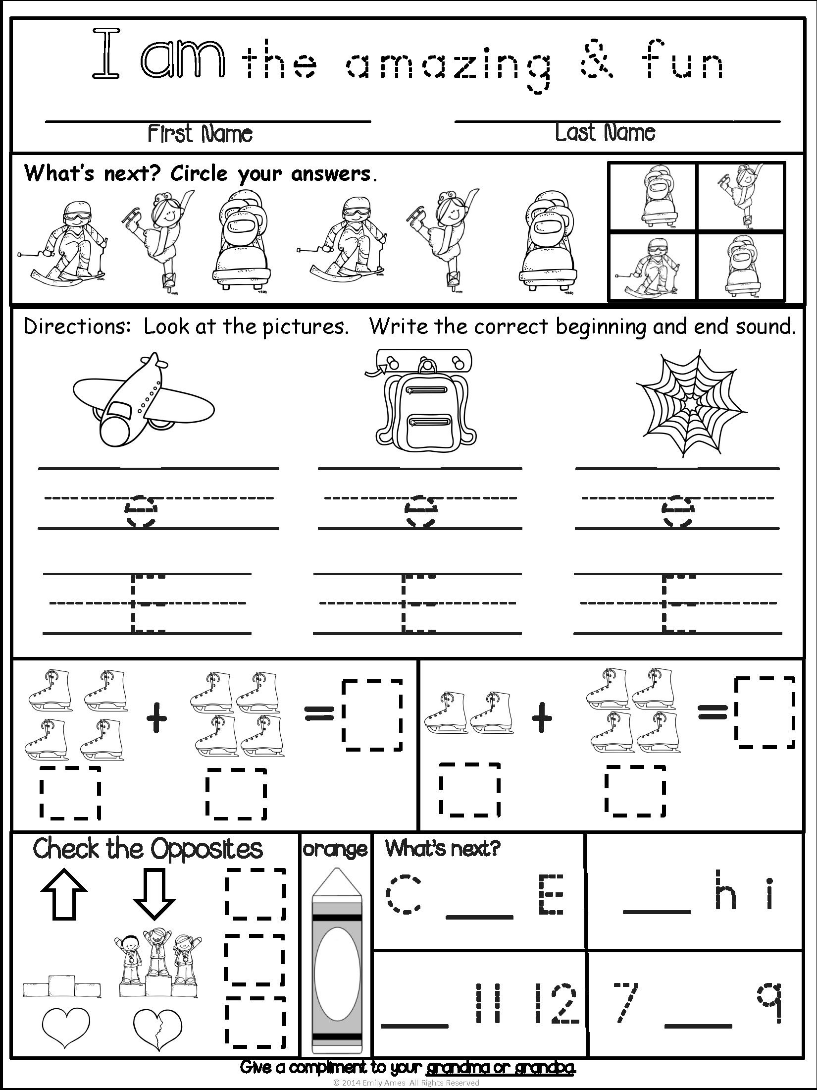 Homework Kindergarten February Packet Differentiated Common Core 