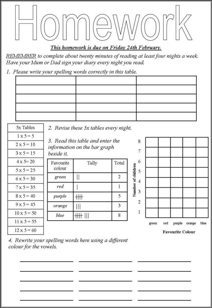 Free Printable Homework Worksheets-159 | Lyana Worksheets