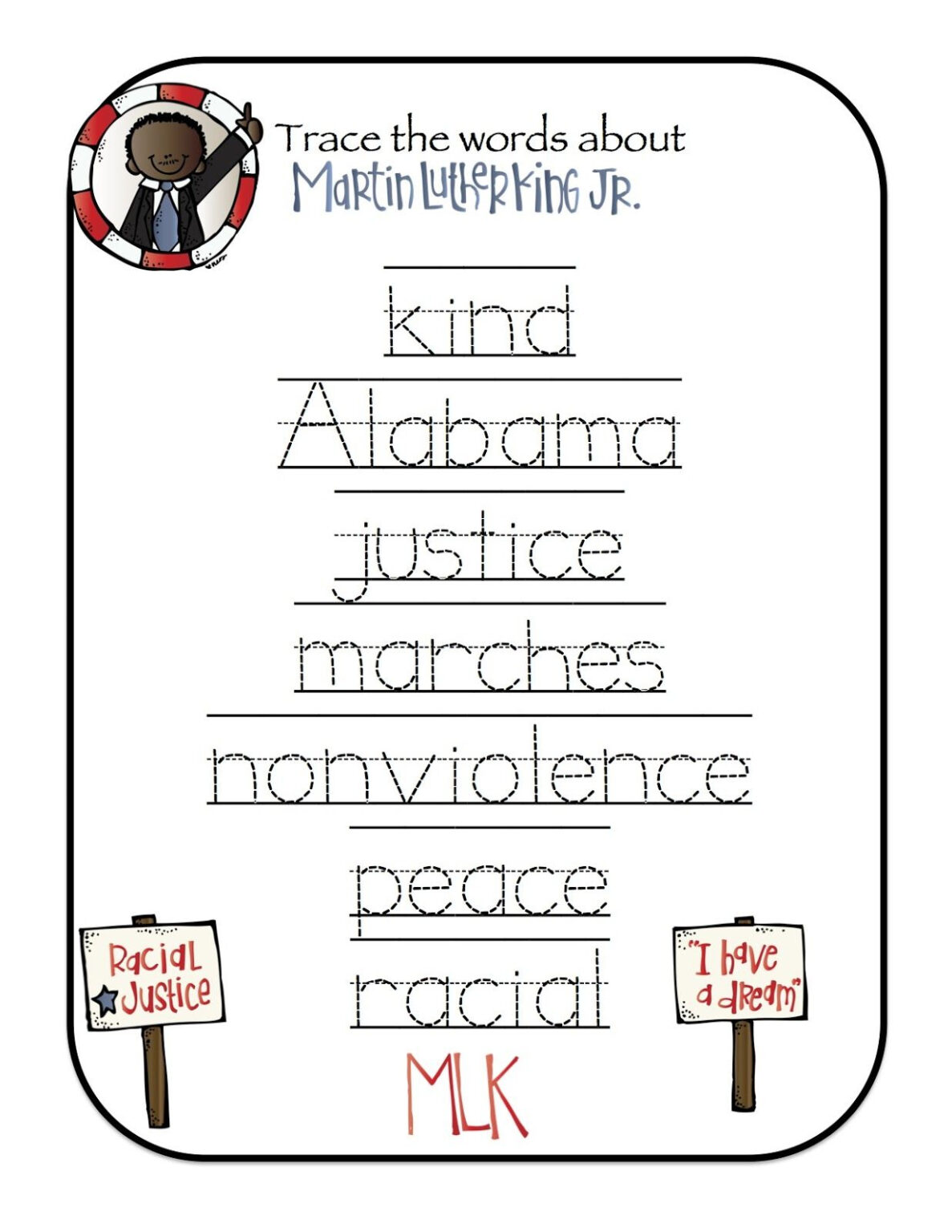 Free Printable Martin Luther King Worksheets For Kindergarten159