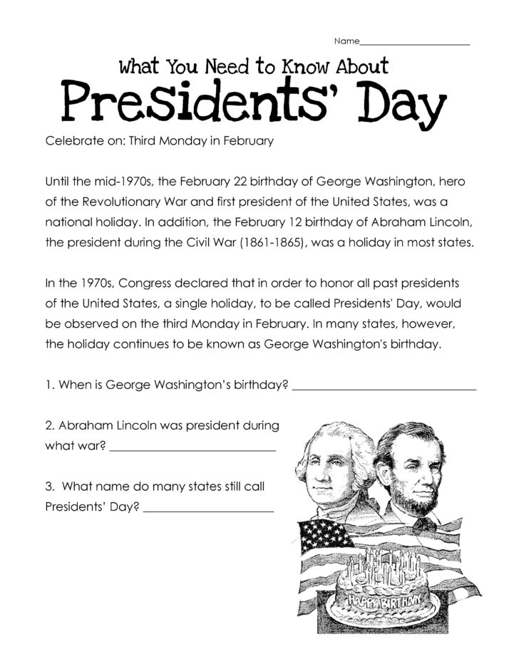 Free Printable Presidents Day Worksheets