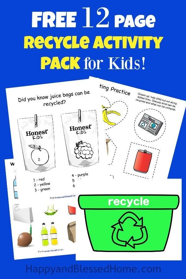 FREE 12 Page Recycle Activity Pack For Kids Recycling Activities 