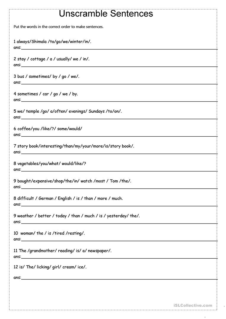 Free Printable Scrambled Sentences Worksheets Lyana Worksheets Hot Sex Picture 1102