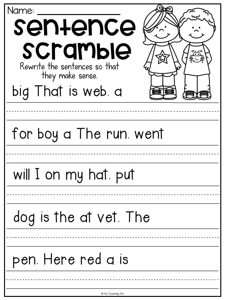 Sentence Scramble Worksheet For Kindergarten Students Unscramble The 