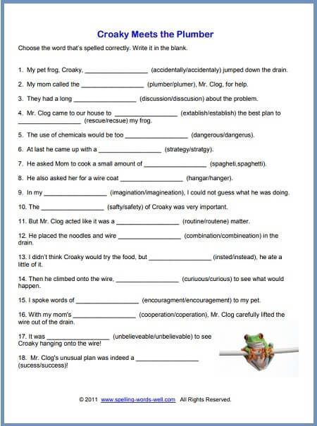 Free Printable Spelling Worksheets For Adults