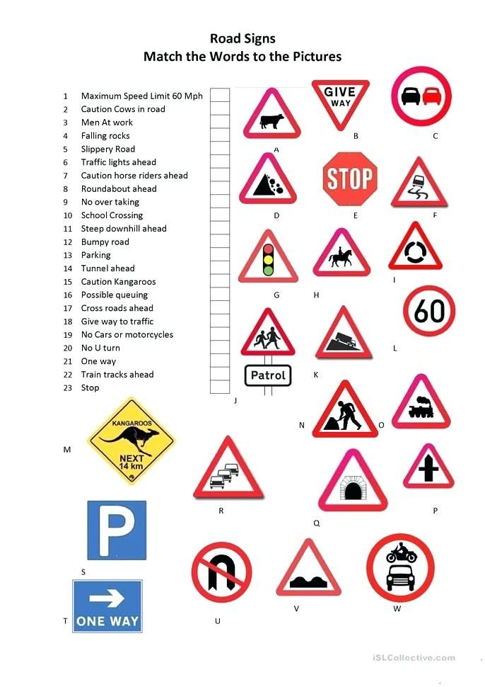 Traffic Signs Worksheets For Kindergarten Road Signs Worksheet 