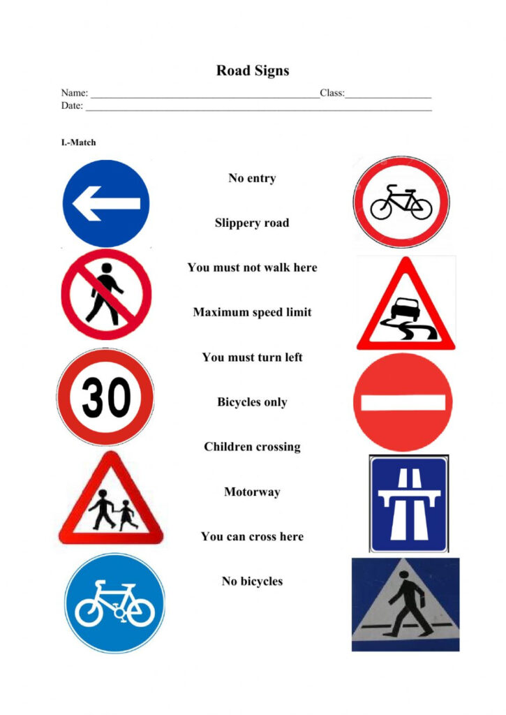 Free Printable Traffic Signs Worksheets-159 | Lyana Worksheets