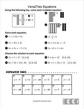 Middle School Math VersaTiles Worksheets Bundle TpT