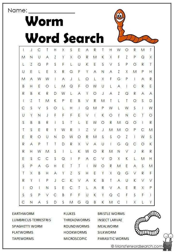 Cool Worm Word Search Word Find First Grade Math Worksheets Sms 