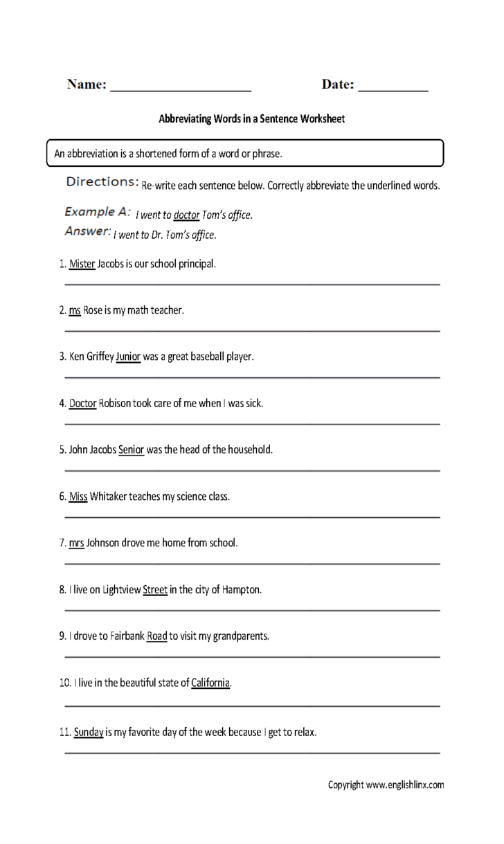Free Printable Year 10 English Worksheets