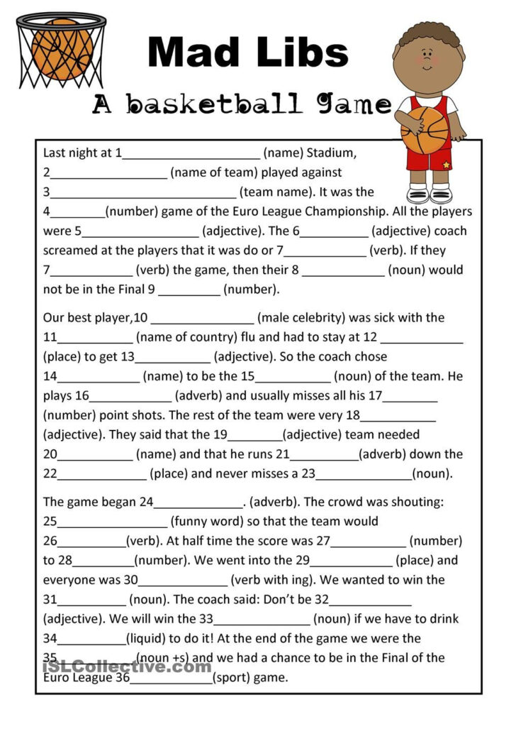 Funny Mad Libs Printable Worksheets