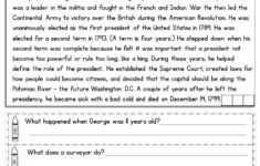 george washington printable worksheets 159 1 George Washington Reading Comprehension Mrs Thompson s Treasures