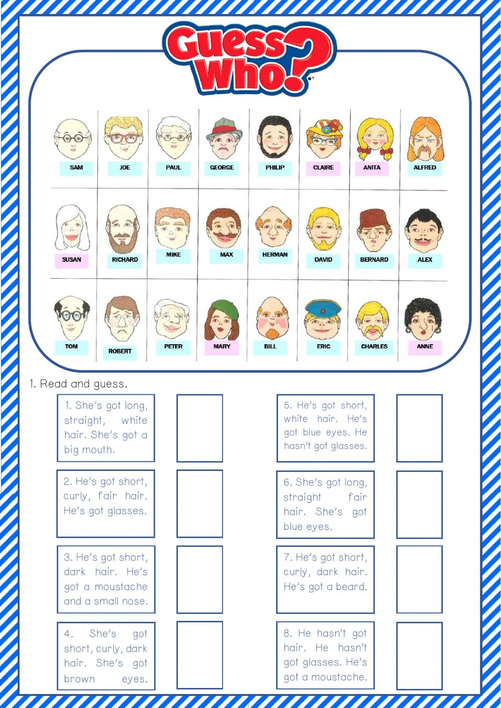 Guess Who Interactive Worksheet