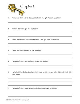 The Indian In The Cupboard Comprehension Packet By The Teaching Bank