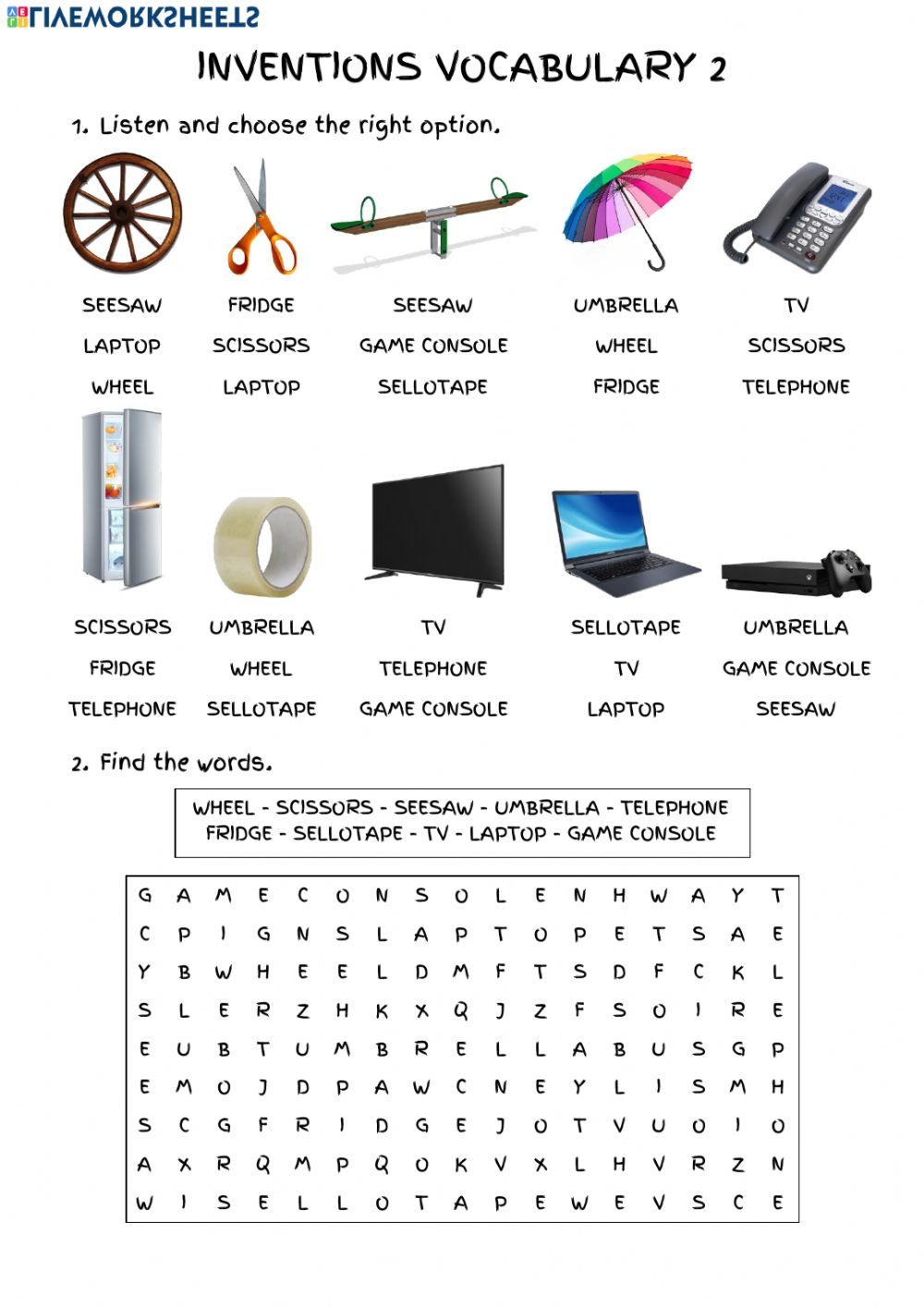 Inventions Vocabulary 2 Worksheet
