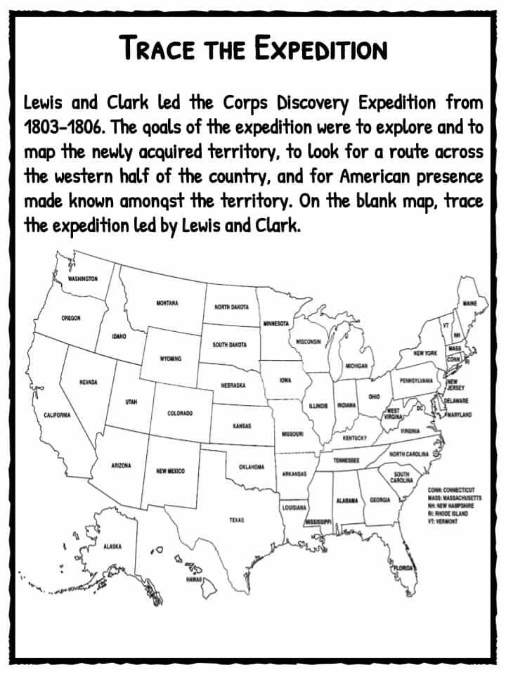 Lewis And Clark American Expedition Facts Worksheets For Kids Lewis 