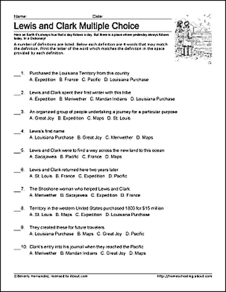 Free Lewis And Clark Printable Worksheets And Coloring Pages Lewis 