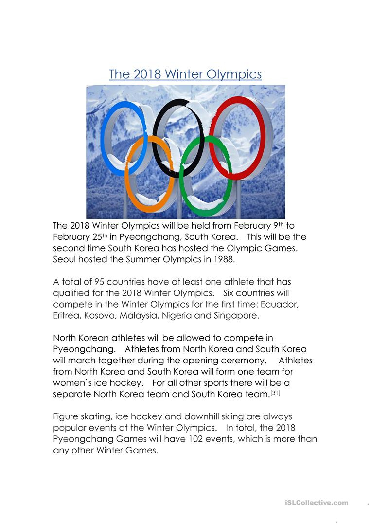 Olympic Games Crossword Key Worksheet Free Esl Printable Olympic 